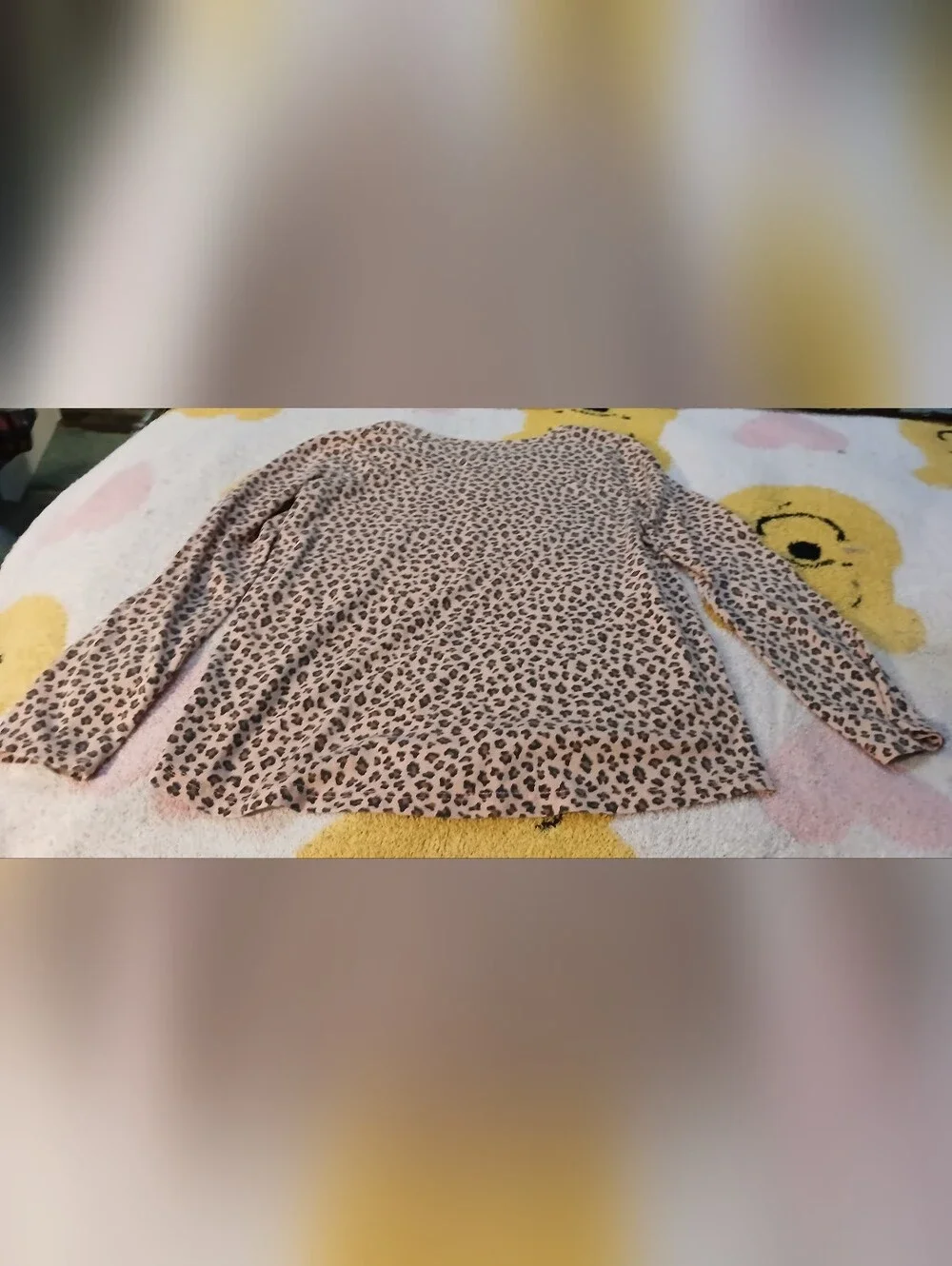 Pre-loved Girl's Leopard Print Long Sleeve Top - Neutral Beige & Black